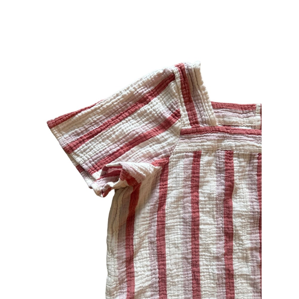 Madewell Cream and Red Striped Square-Neck Short Sleeve Top - Picture 2 of 5